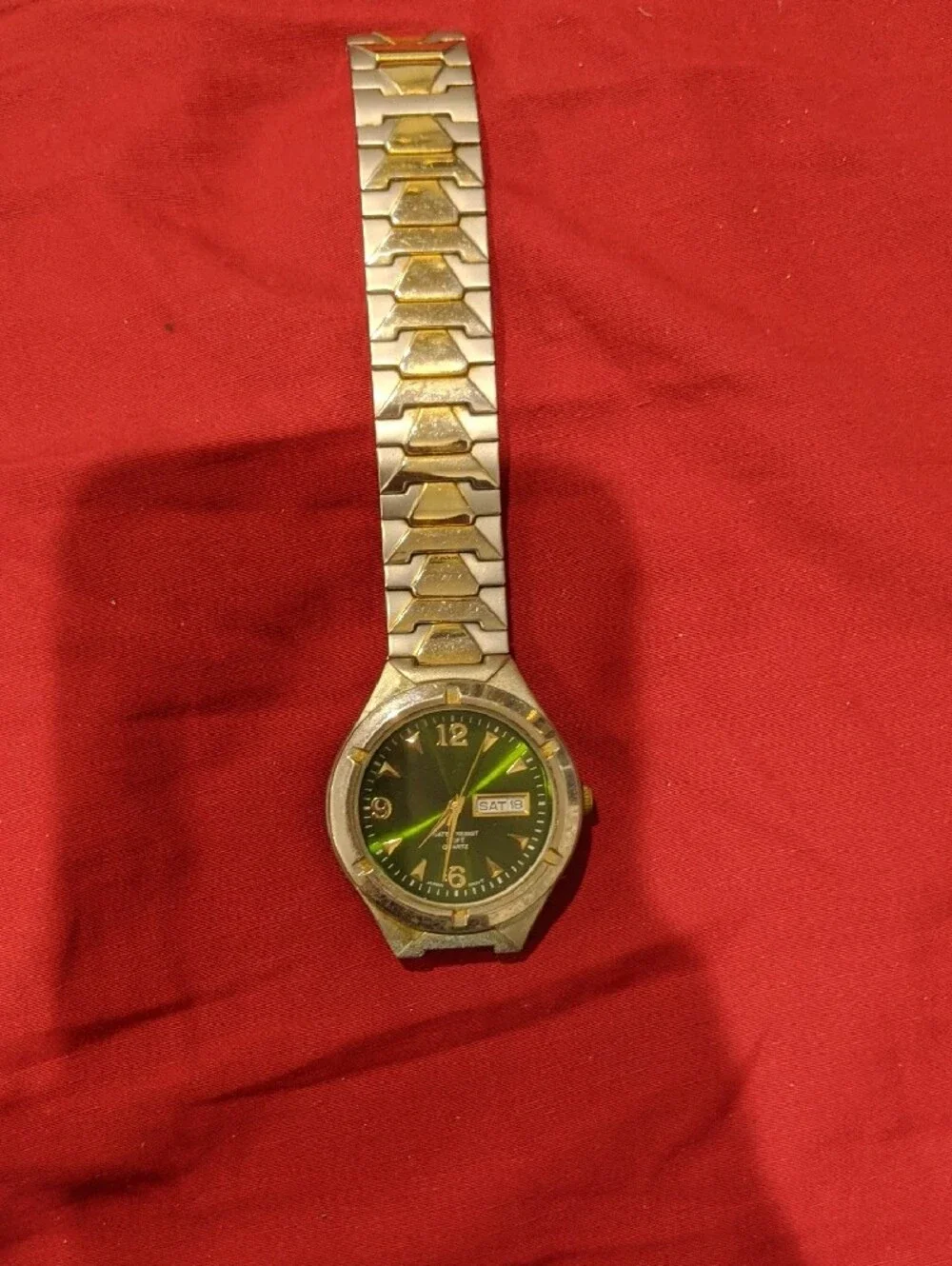 Men's Green Dial Stainless Steel Watch - Missing Strap On One End